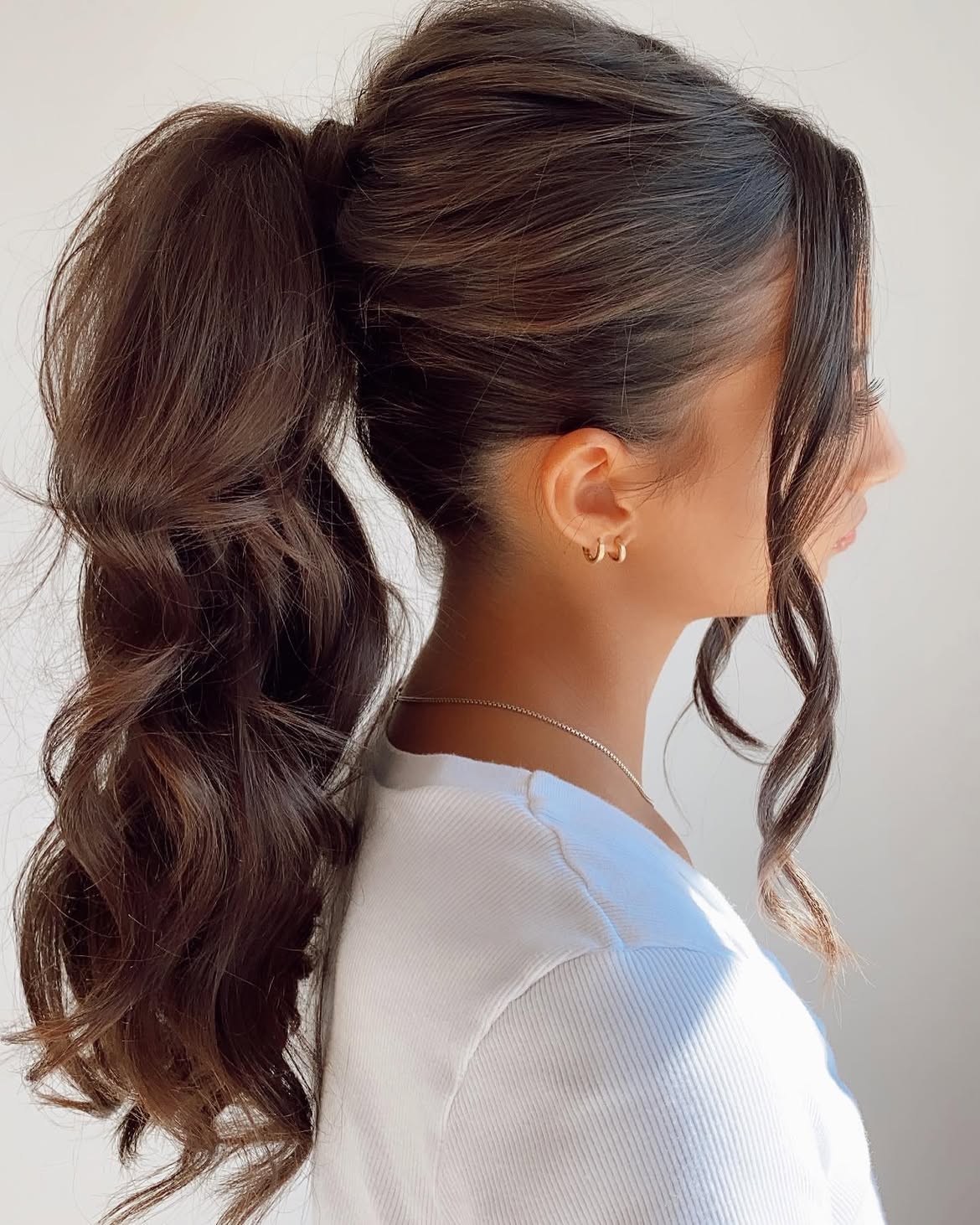 Voluminous High Ponytail With Face-Framing Waves