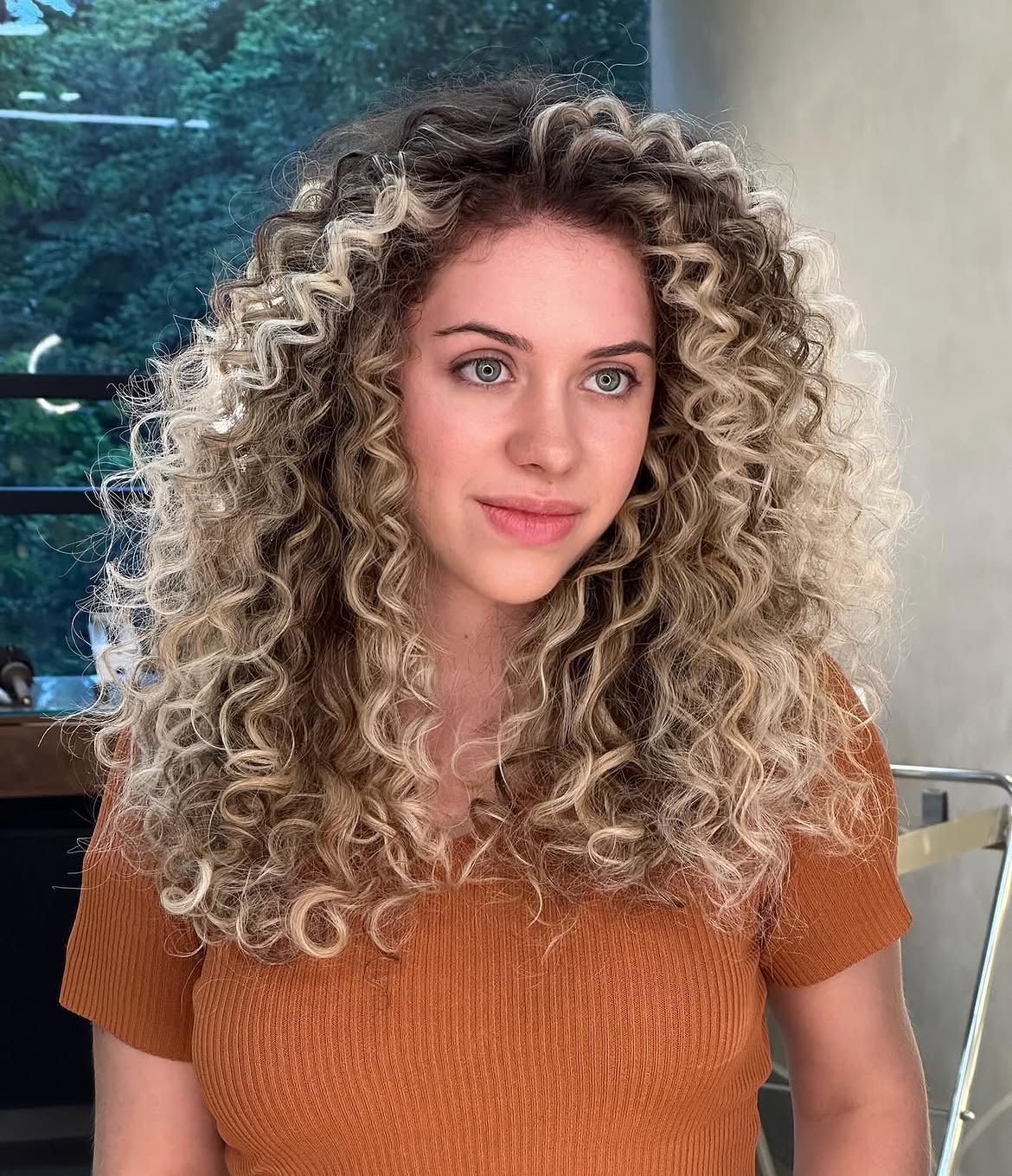 Voluminous Honey Blonde Spiral Curls