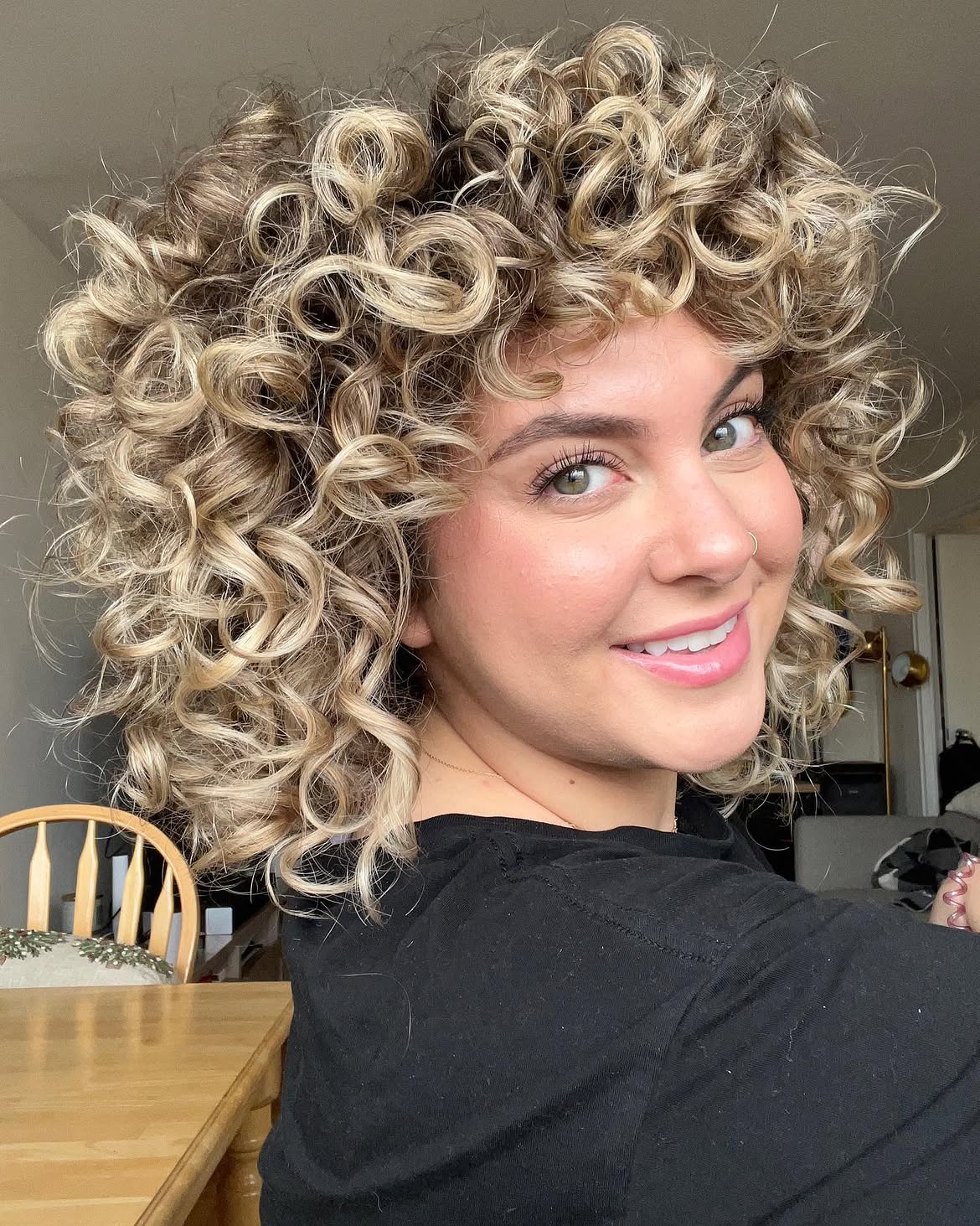 Voluminous Honey Blonde Spiral Curls
