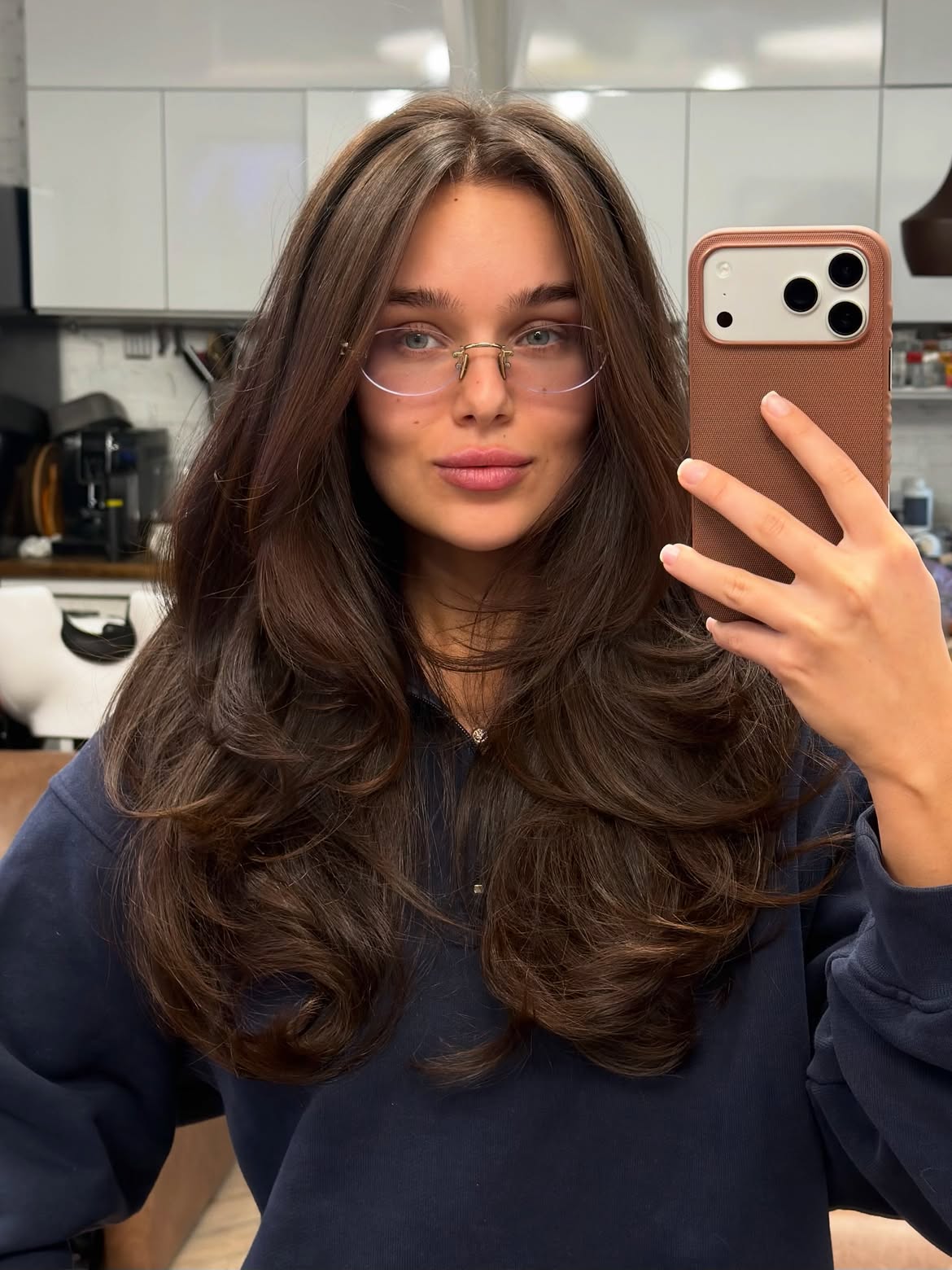 Voluminous Layers With Chestnut Brown Balayage