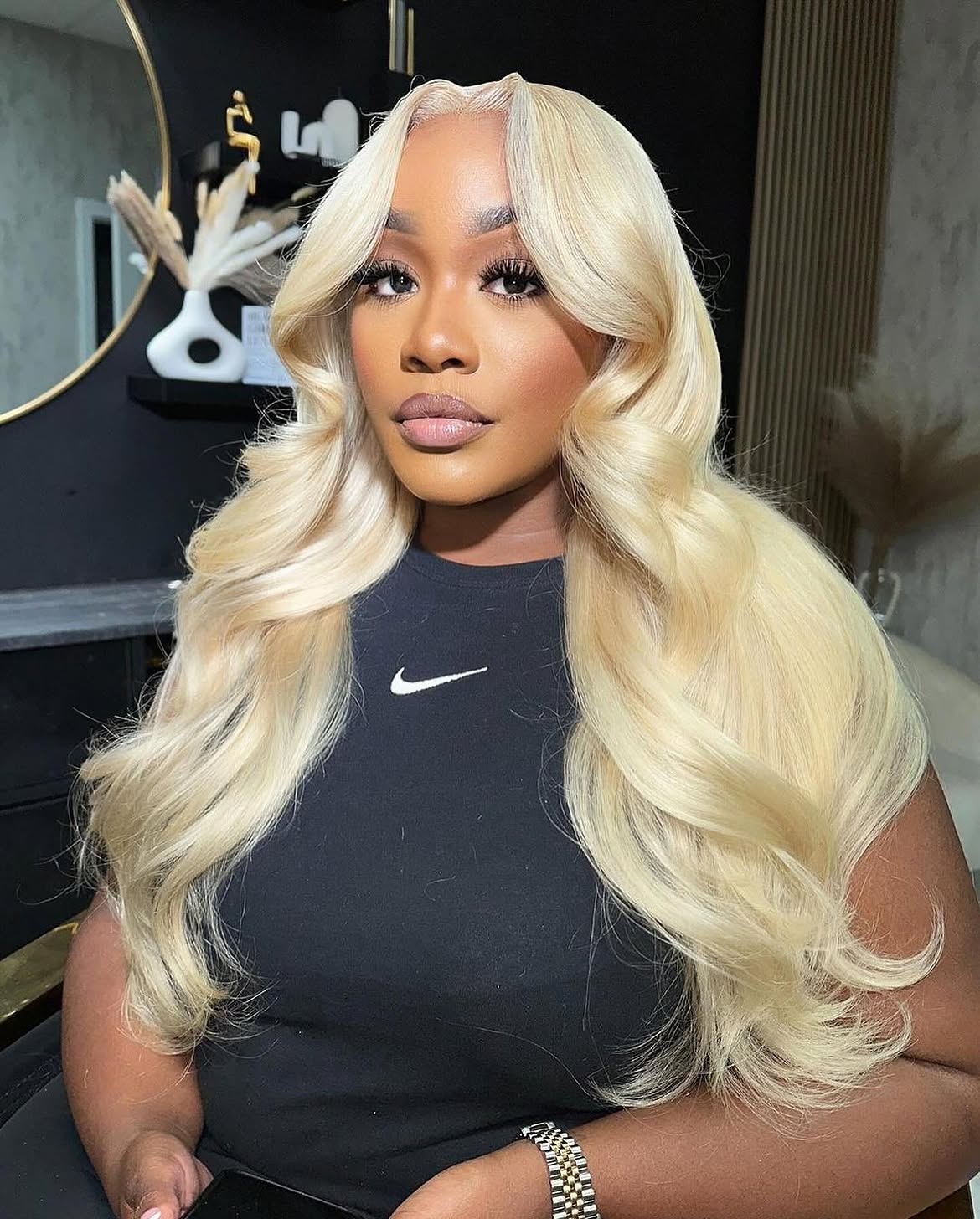 Voluminous Platinum Blonde Hollywood Waves