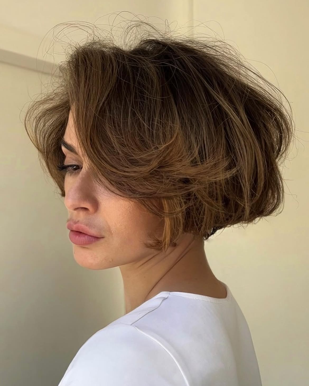 Voluminous Textured French Bob With Wispy Layers