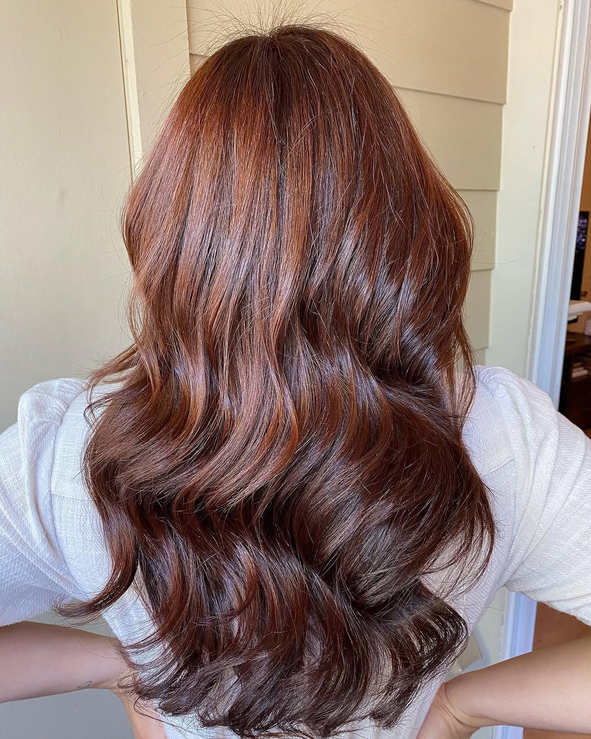 Warm Auburn Waves With Subtle Red Highlights