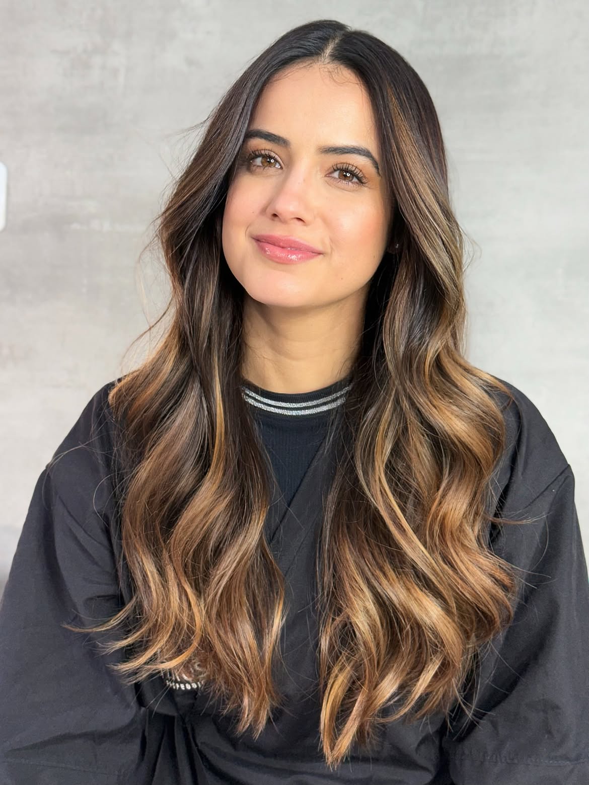 Warm Balayage Brunette With Honey Blonde Highlights