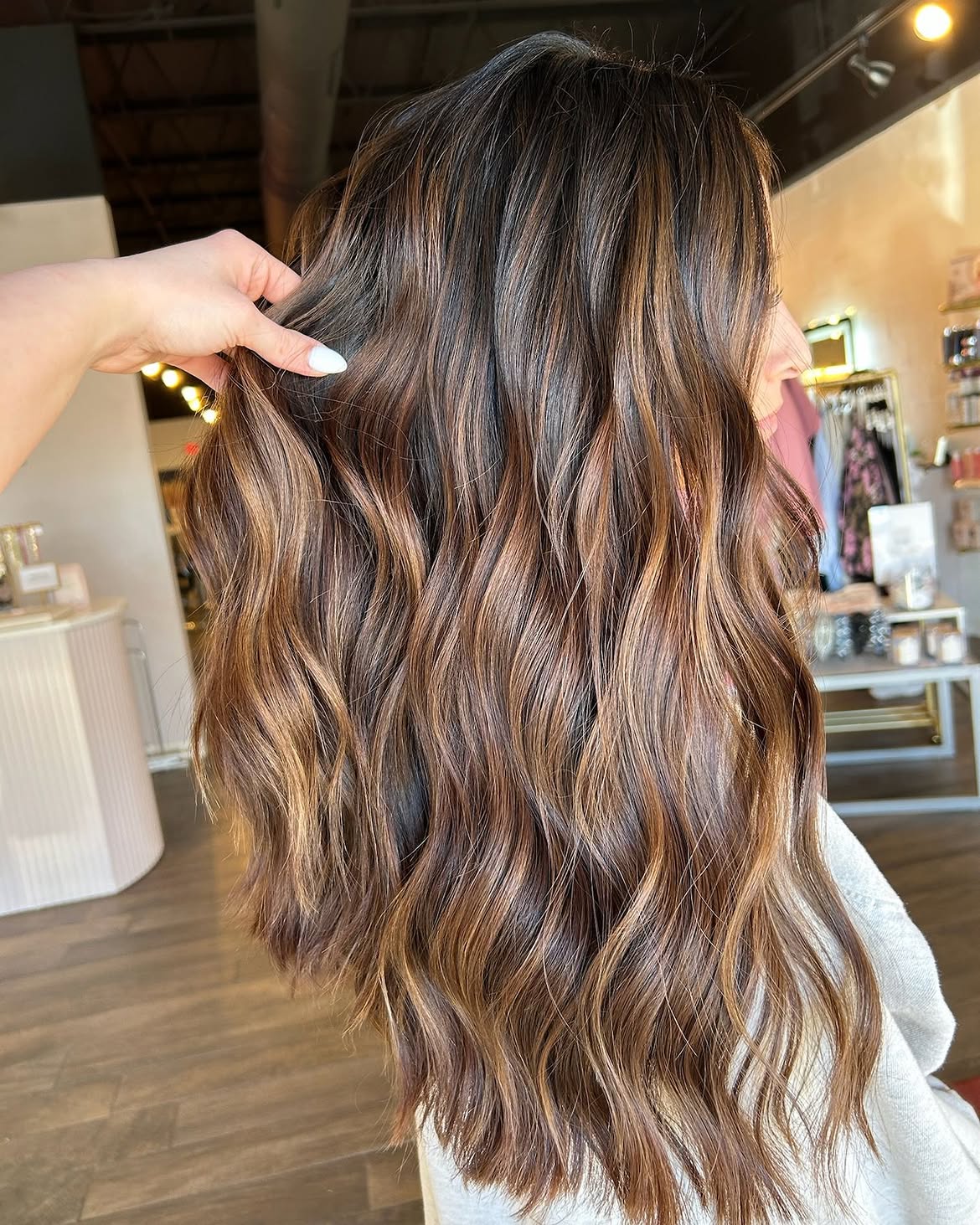 Warm Caramel Balayage With Loose Waves