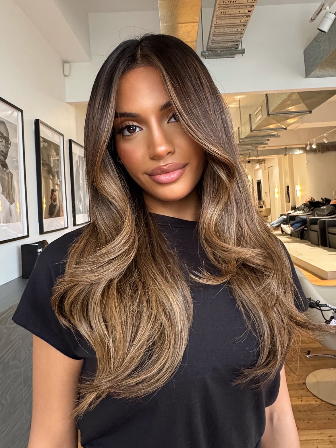 Warm Chocolate Balayage With Honey Blonde Highlights