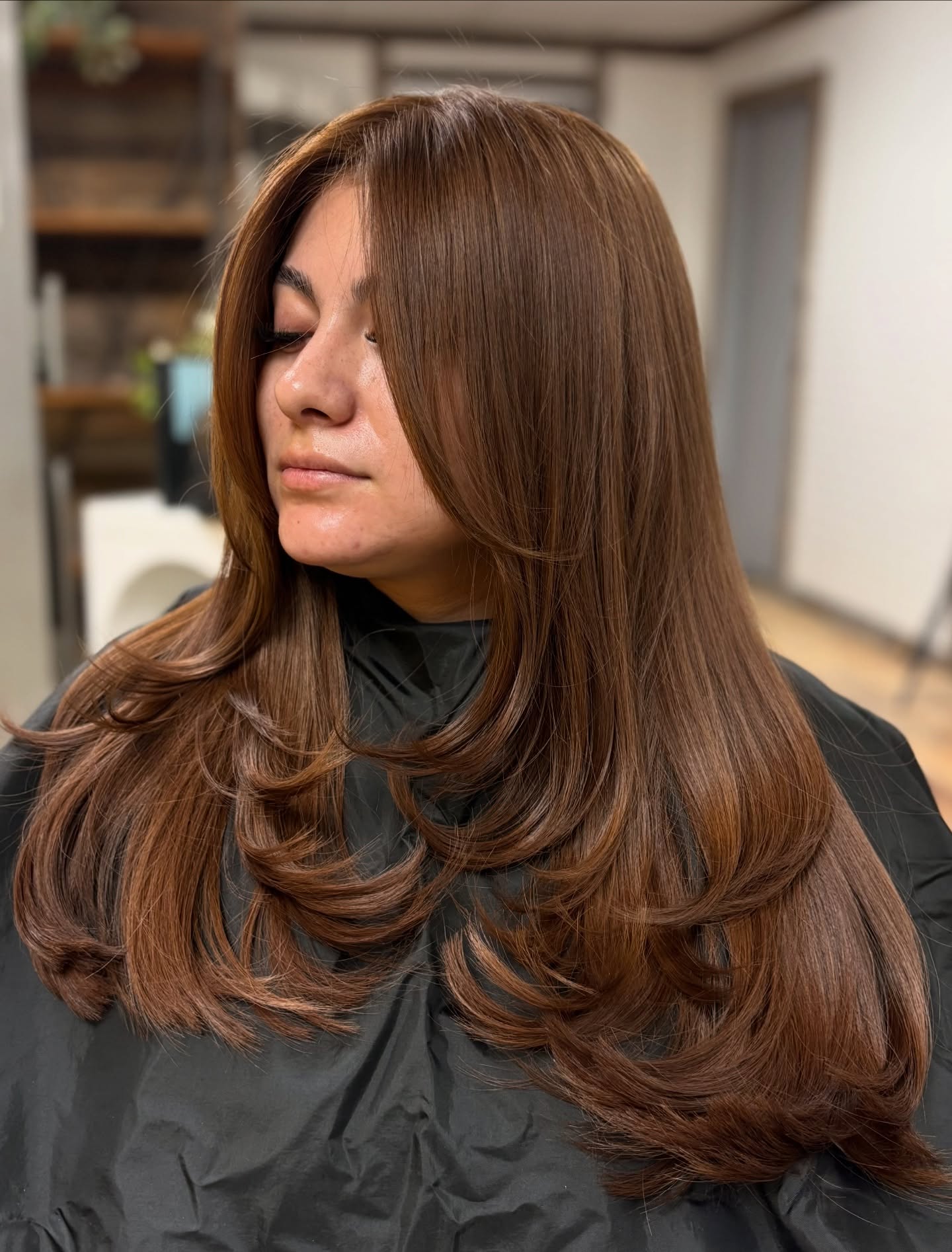 Warm Chocolate Brown Layers With Face Framing