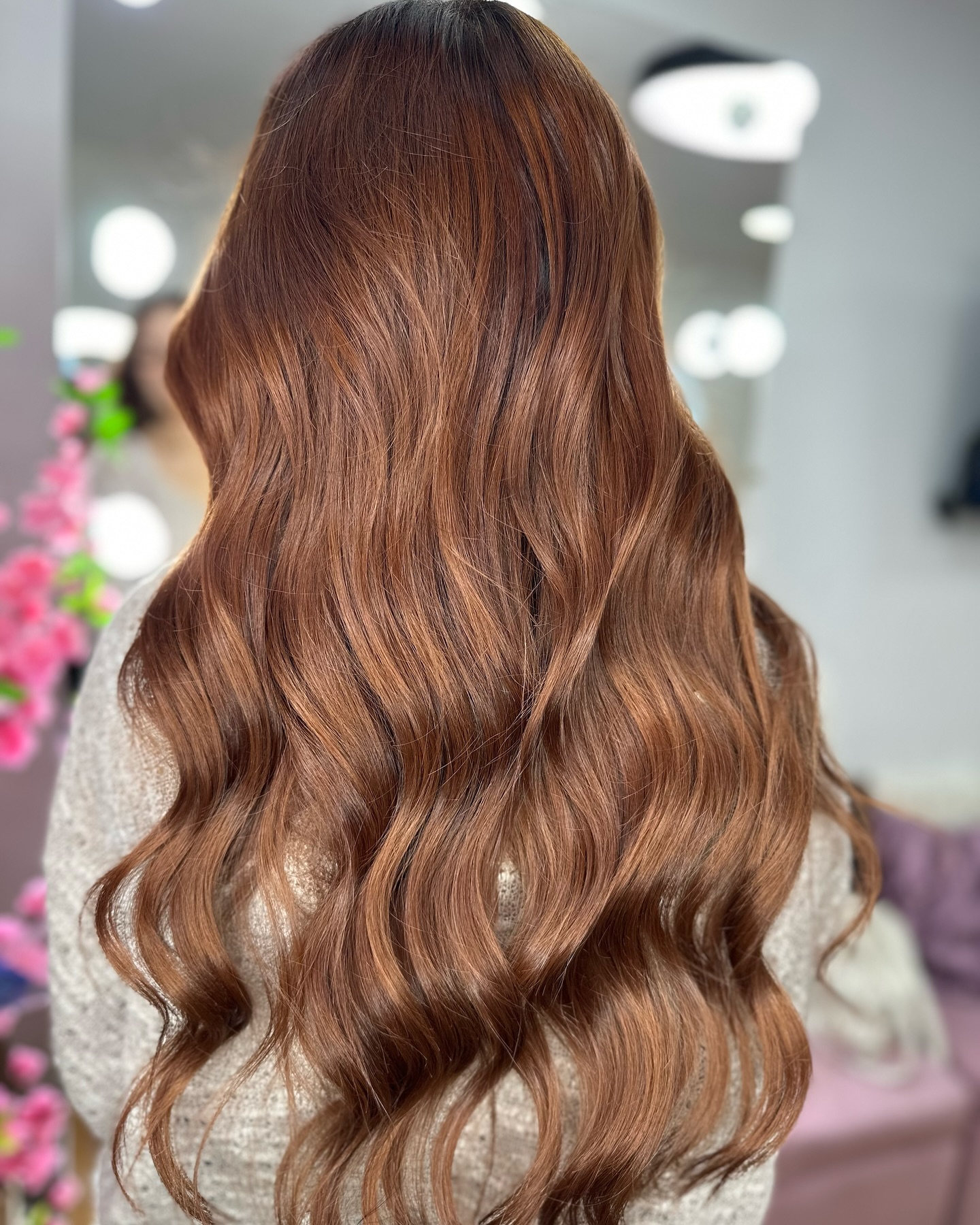 Warm Copper Red Waves With Dimensional Highlights