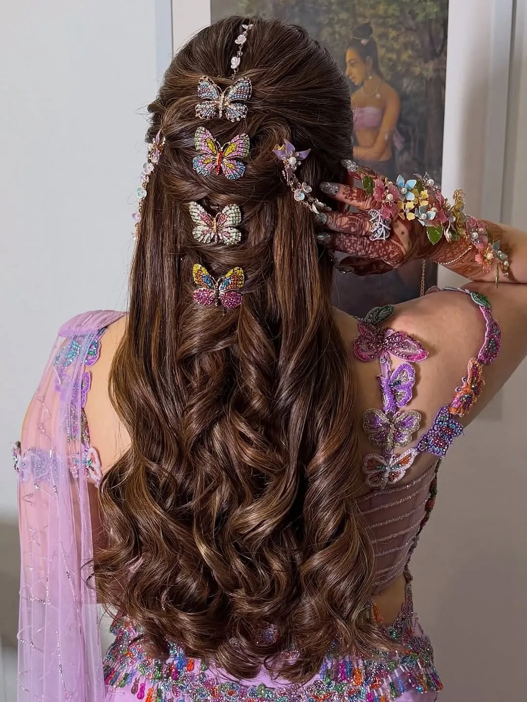 Whimsical Crystal Butterfly Accented Half Up Hairstyle