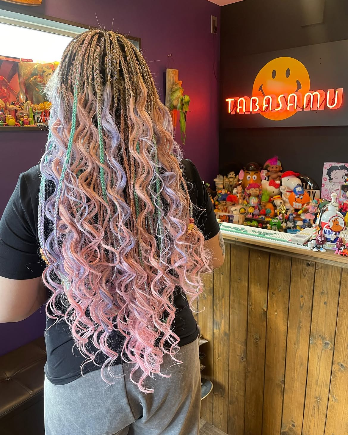 Whimsical Pastel Tinsel Braids With Loose Curls