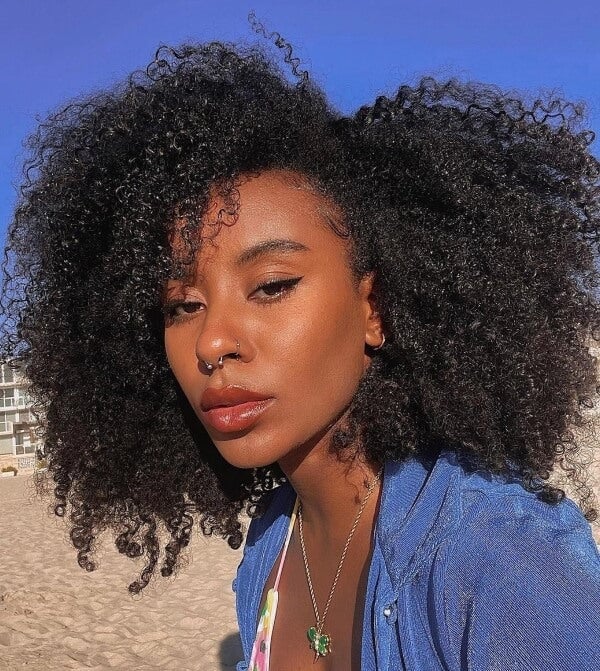 Mid-Back Voluminous Air-Dried Black Curls Mid-Back Voluminous Air-Dried Black Curls — 3c Hairstyles