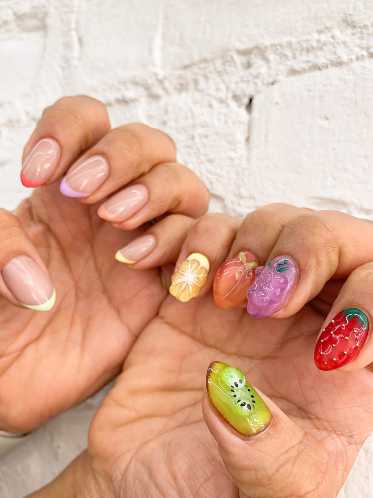 Medium Almond Nails With 3D Fruit Designs — 3D Nails