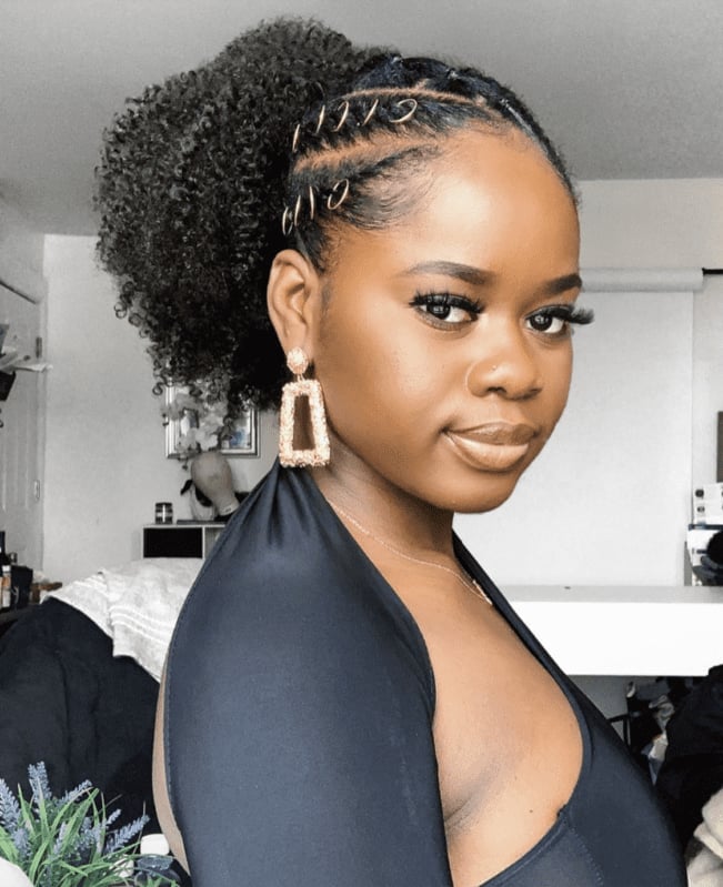 Shoulder Length High Ponytail With Braids and Rings — 4b Hairstyles