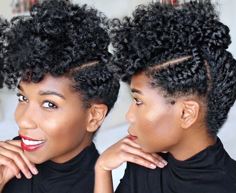 Black Twisted Updo With Braided Sections — 4b Hairstyles