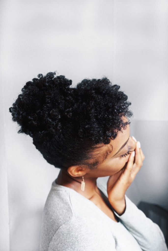Ear Length High Puff With Curly Bangs — 4b Hairstyles