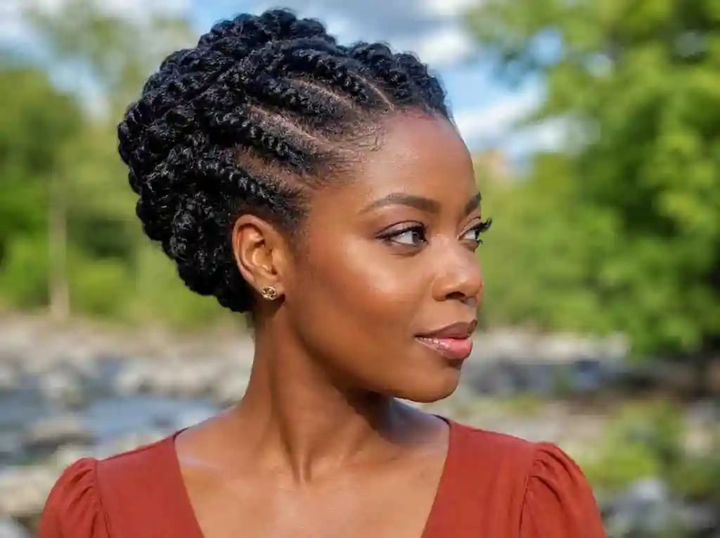 Mid-Back Updo With Braided Crown — 4c Hair