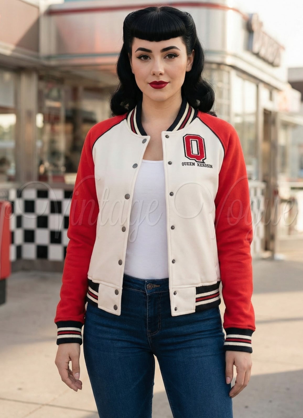 Rockabilly Letterman Jacket and Denim Combination — 50s Style