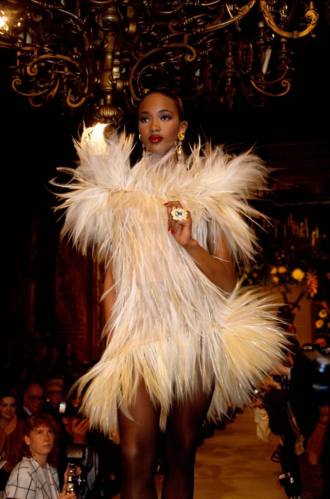 Dramatic Feathered Dress with Statement Jewelry Dramatic Feathered Dress with Statement Jewelry — 80s Style