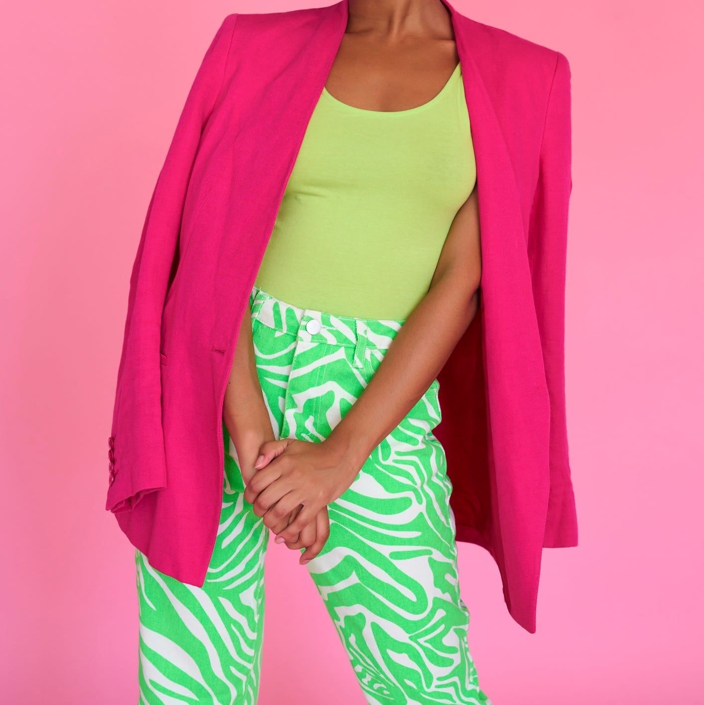 Hot Pink Blazer with Zebra Print Pants Hot Pink Blazer with Zebra Print Pants — 80s Style