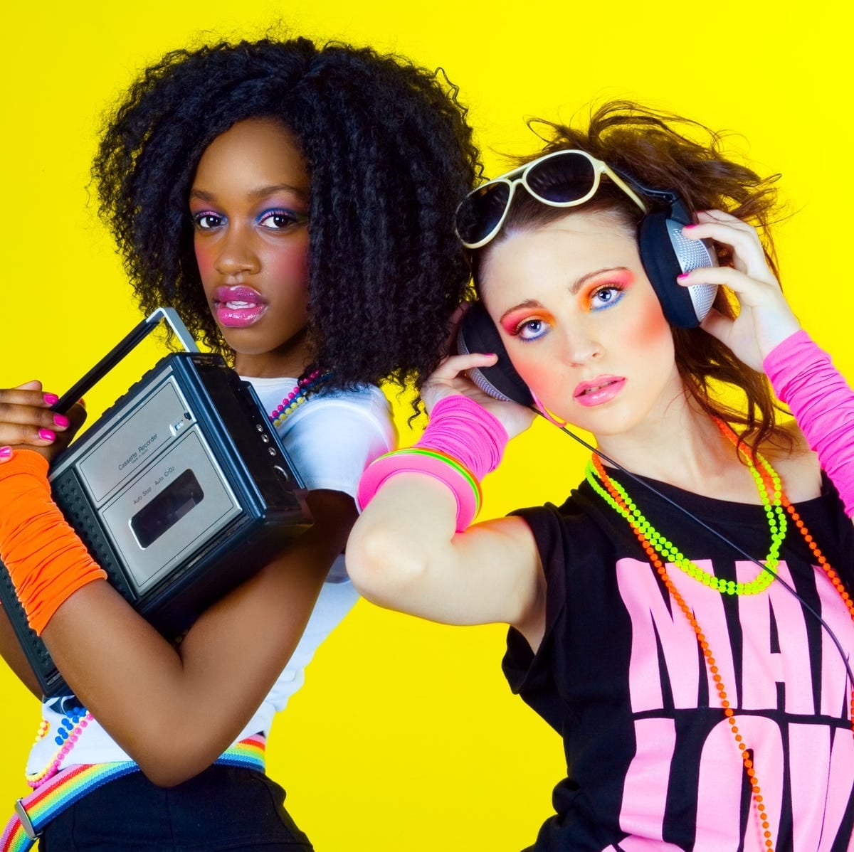 Graphic T-shirts with Neon Accessories Graphic T-shirts with Neon Accessories — 80s Style