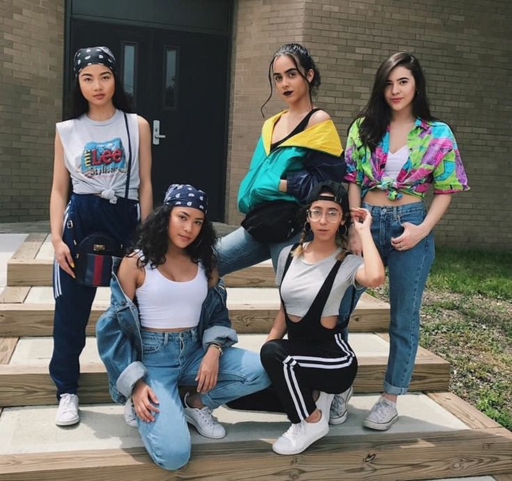 Denim Jacket Over Crop Top with Track Pants Denim Jacket Over Crop Top with Track Pants — 90s Party Outfit