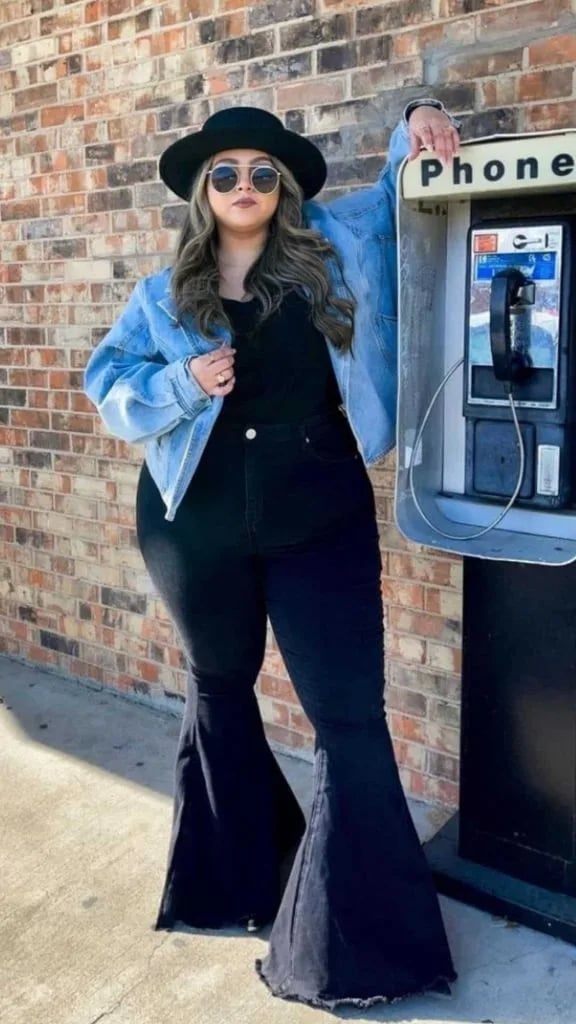 Denim Jacket with Bell Bottom Jeans Denim Jacket with Bell Bottom Jeans — 90s Party Outfit