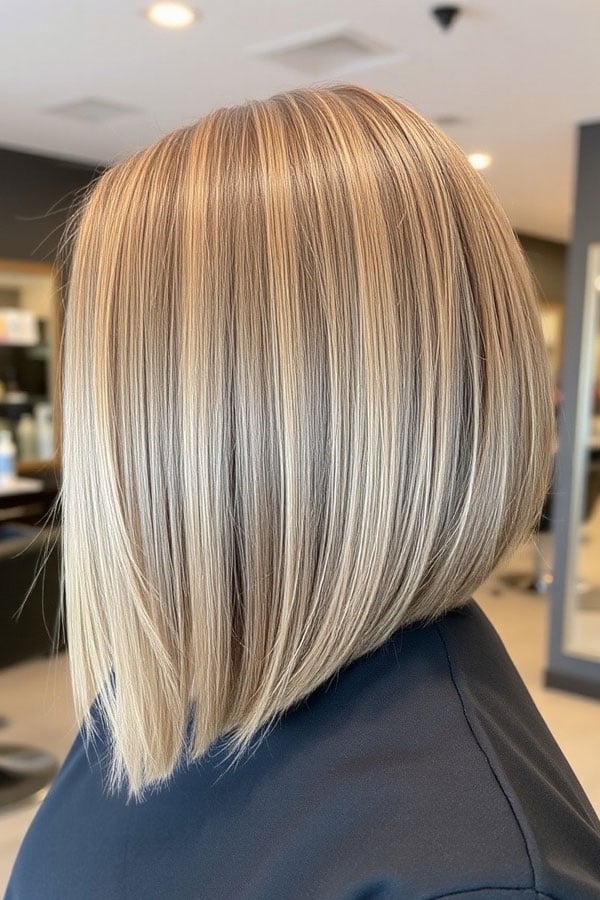 Platinum Blonde Collarbone A-Line Bob