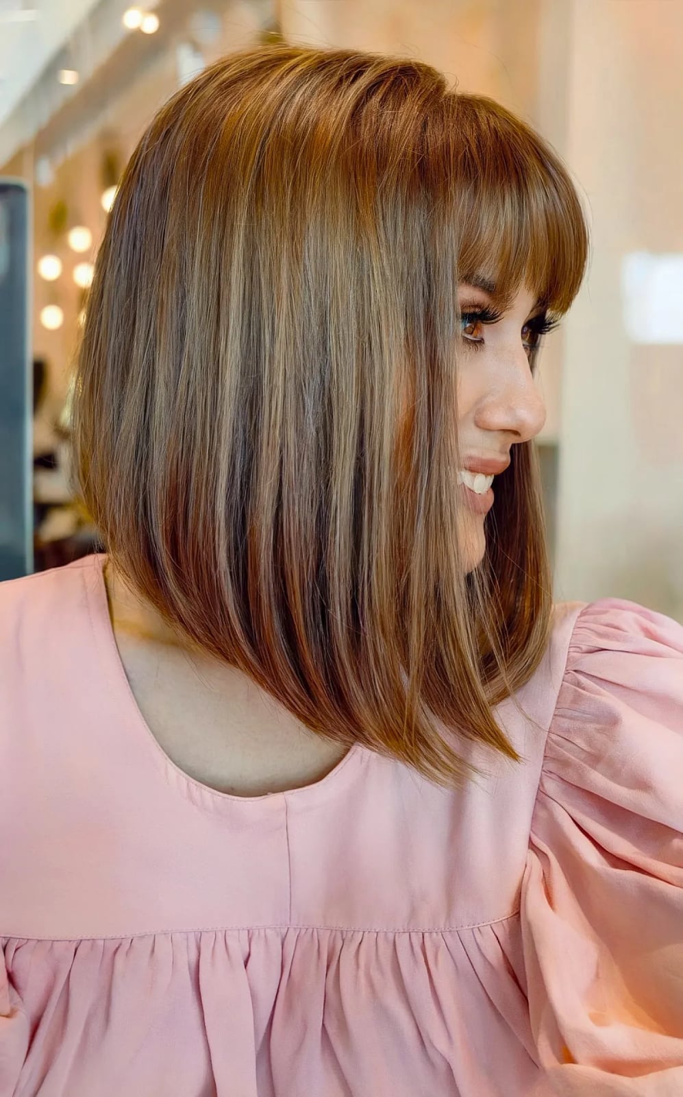 Chin Length A-Line Bob With Blunt Bangs