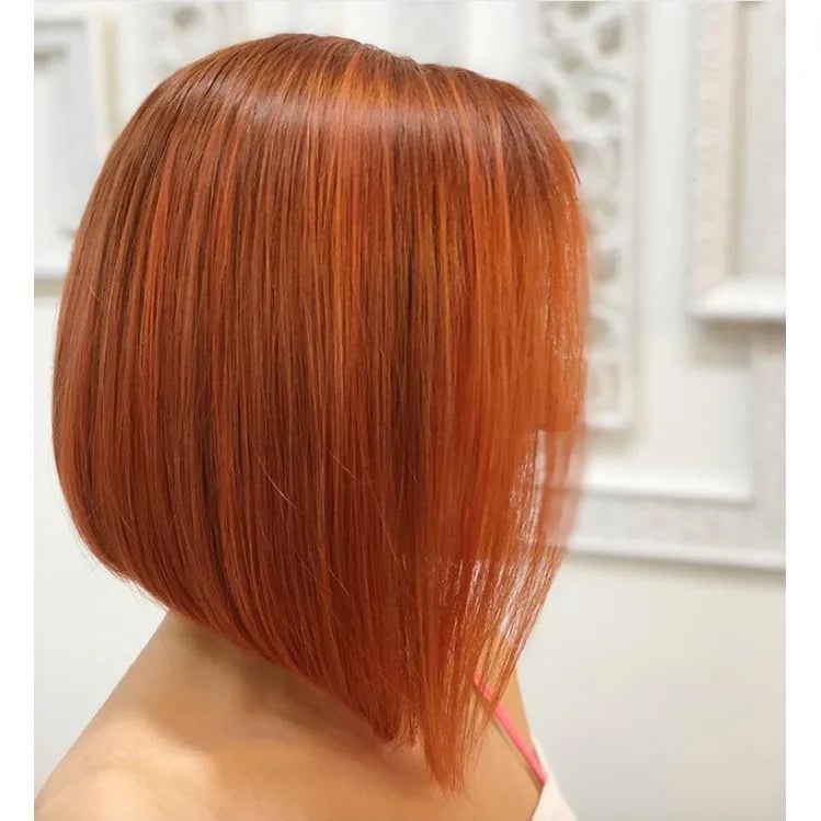 Vibrant Orange Chin A-Line Bob