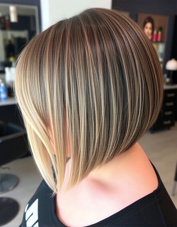 Chin Length A-Line Bob With Side Swept Bangs