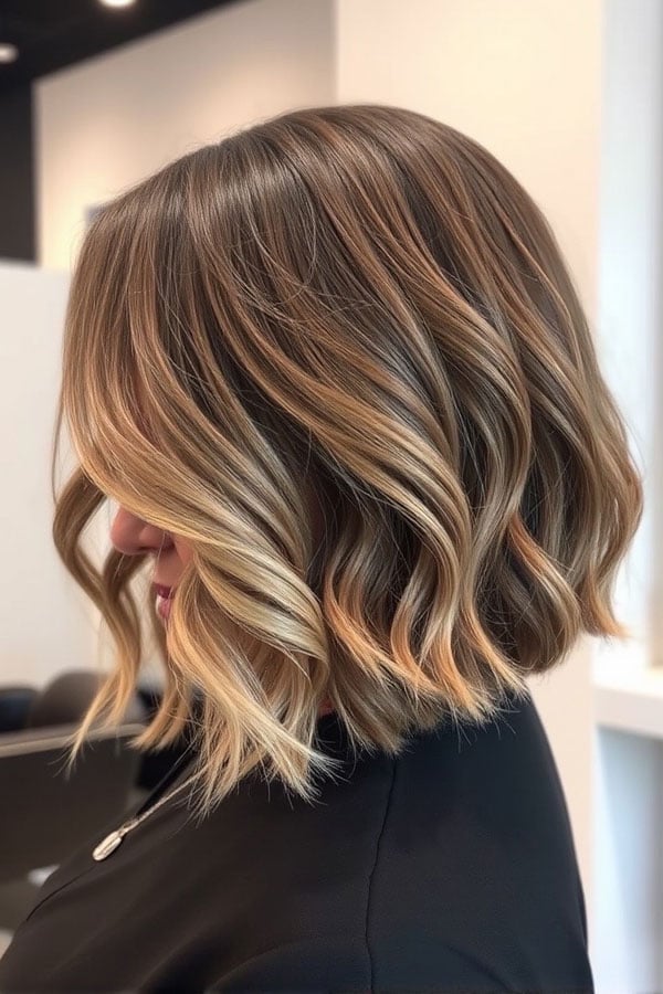 Wavy Collarbone A-Line Bob Balayage