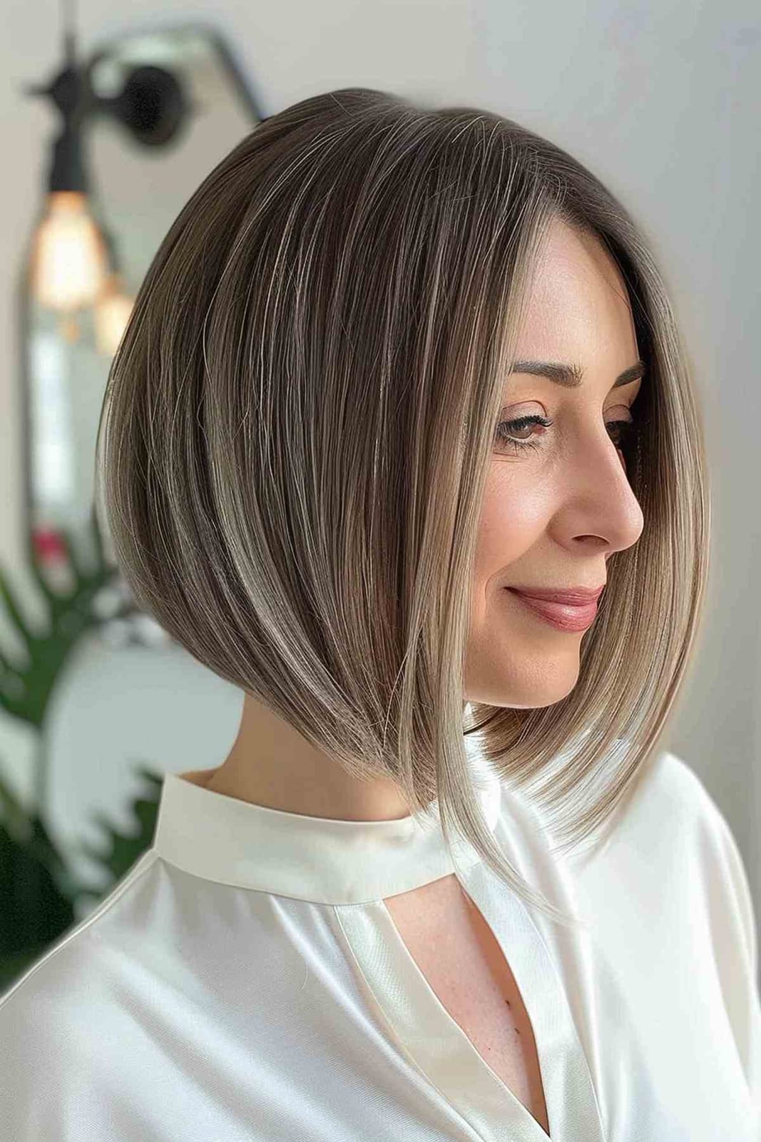 Sleek Chin Ash Blonde A-Line Bob