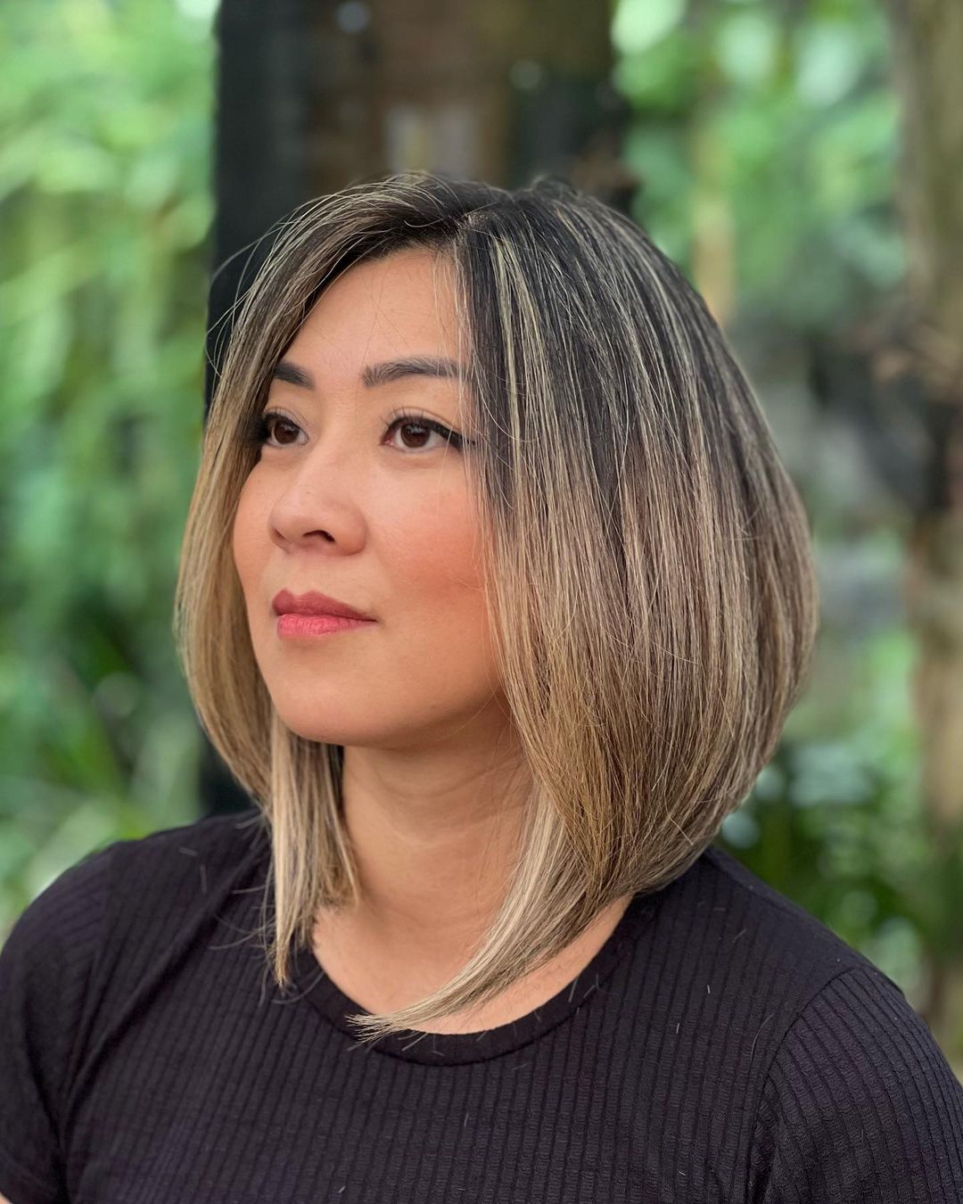 Thick Chin A-Line Bob Balayage