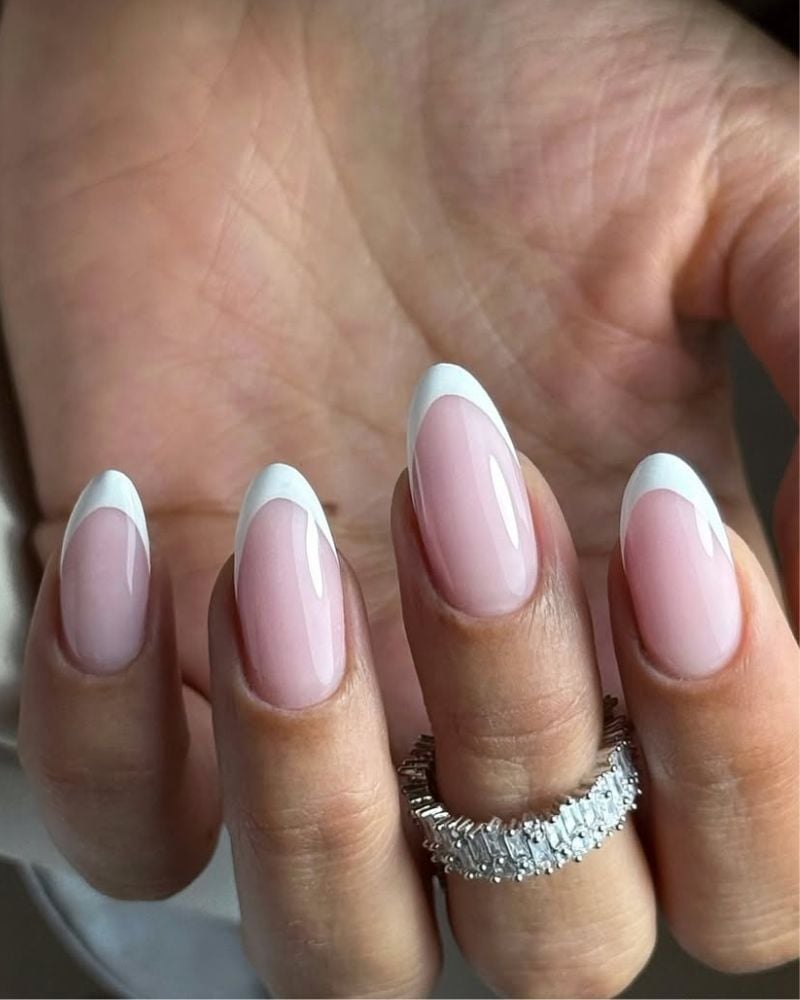 Crisp White French Medium Almond Pink Crisp White French Medium Almond Pink — Almond French Tip Nails