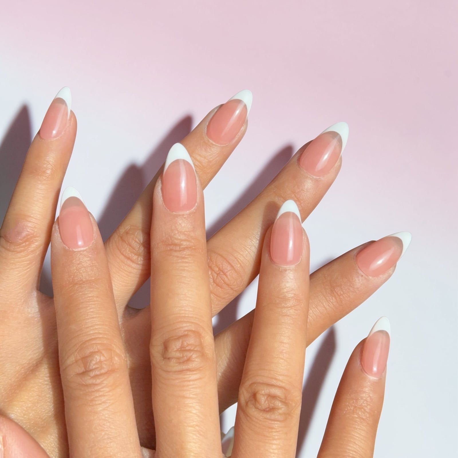 Classic White French Medium Almond Nude Classic White French Medium Almond Nude — Almond French Tip Nails