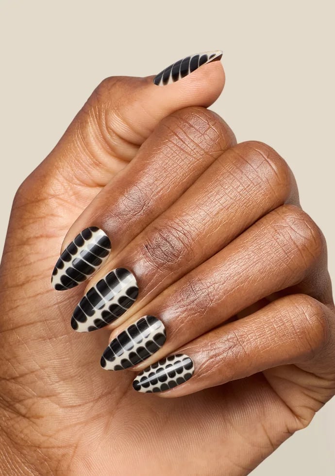 Almond Black and White Animal Print Nails Almond Black and White Animal Print Nails