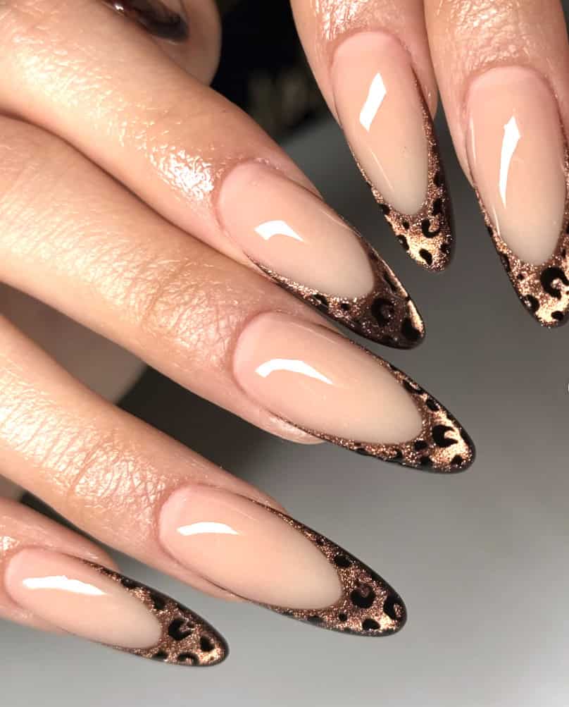 Long Sharp Almond Leopard French Tip Nails Long Sharp Almond Leopard French Tip Nails — Animal Print Nails