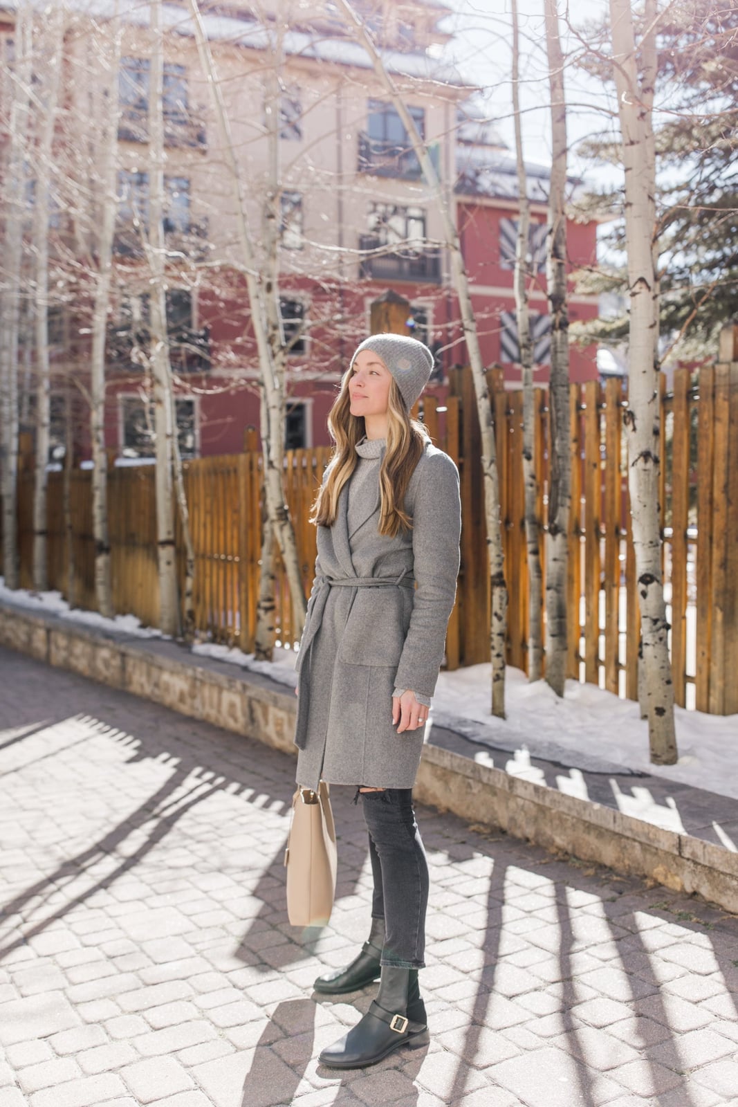 Belted Wool Coat Over Turtleneck, With Black Chelsea Boots Belted Wool Coat Over Turtleneck, With Black Chelsea Boots — Apres Ski Outfits