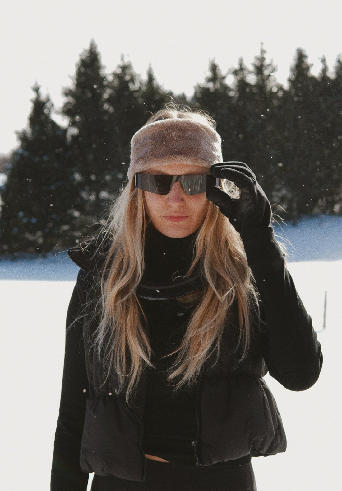 Puffer Vest With Futuristic Goggles, Fitted Turtleneck Puffer Vest With Futuristic Goggles, Fitted Turtleneck — Apres Ski Outfits