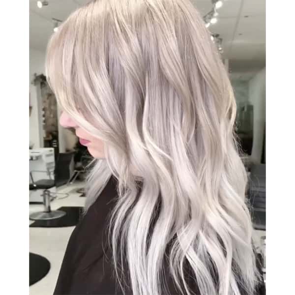 Side View Ash Blonde Mid-Back With Highlights Side View Ash Blonde Mid-Back With Highlights