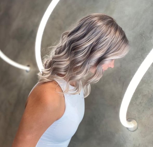 Side View Collarbone Lob Ash Blonde Balayage Side View Collarbone Lob Ash Blonde Balayage