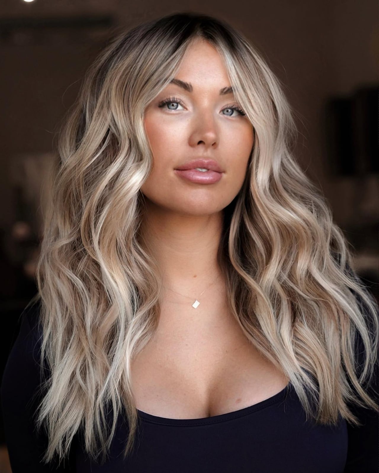 Mid-Back Ash Blonde With Money Piece Mid-Back Ash Blonde With Money Piece