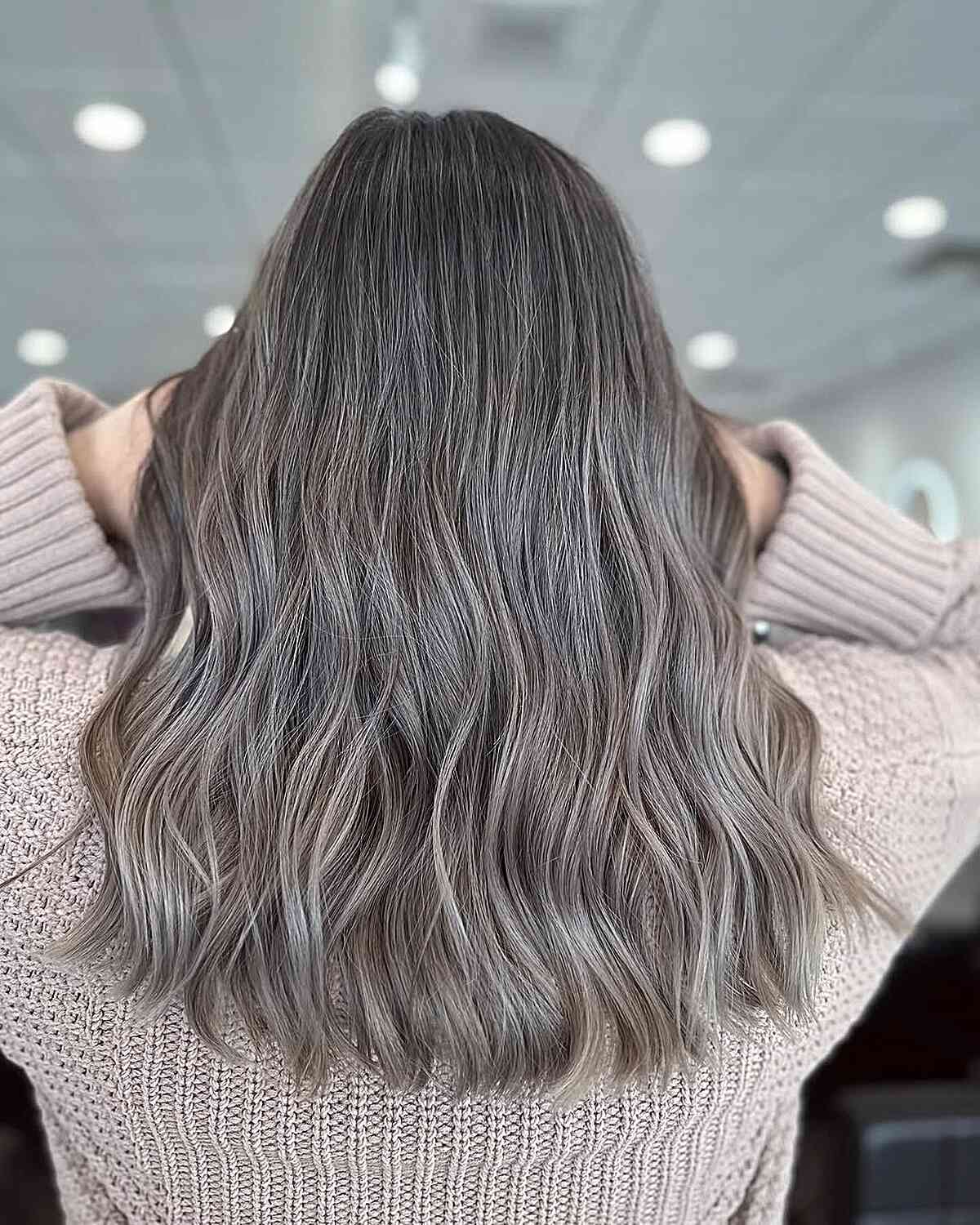 Back View Ash Blonde Balayage Mid-Back Back View Ash Blonde Balayage Mid-Back