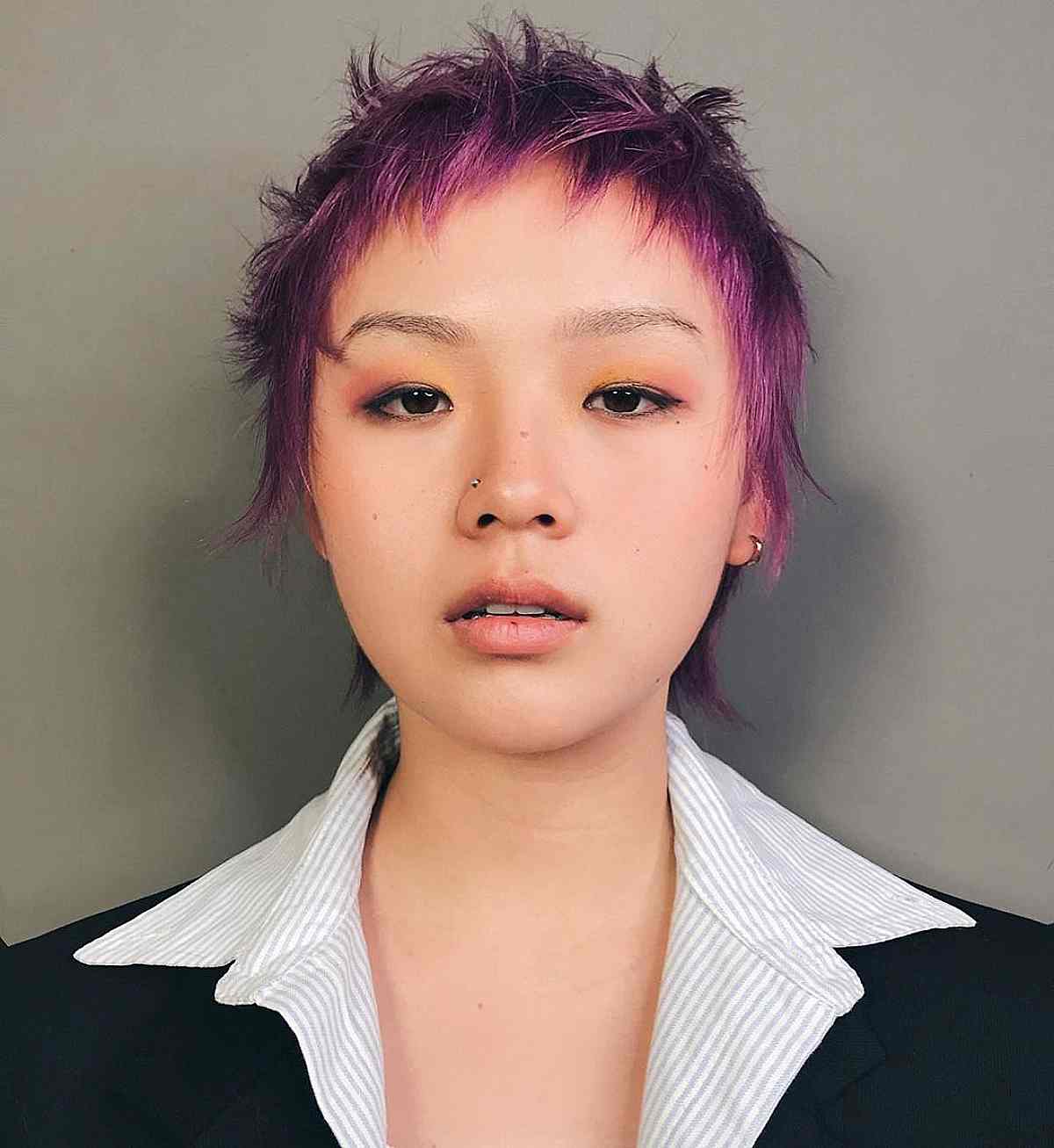 Vibrant Purple Pixie With Pink Tips Vibrant Purple Pixie With Pink Tips — Asian Haircuts