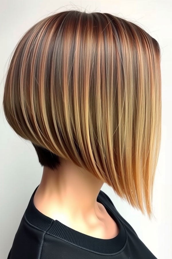 Auburn Angled Bob With Undercut Auburn Angled Bob With Undercut — Asymmetrical Bob
