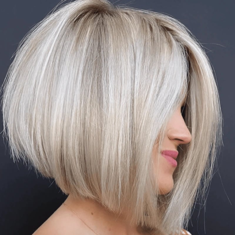 Ash Blonde Wavy Collarbone Bob Ash Blonde Wavy Collarbone Bob — Asymmetrical Bob