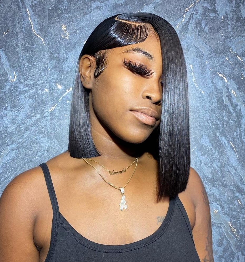 Glossy Black Asymmetrical Bob Glossy Black Asymmetrical Bob