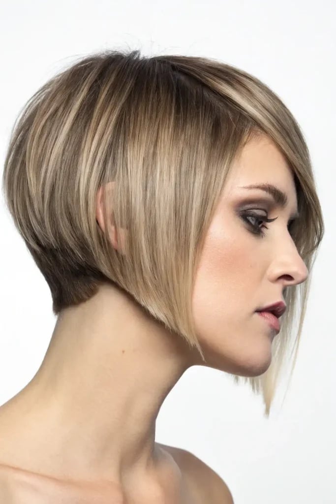 Dark Blonde Asymmetrical Bob With Angled Front Dark Blonde Asymmetrical Bob With Angled Front