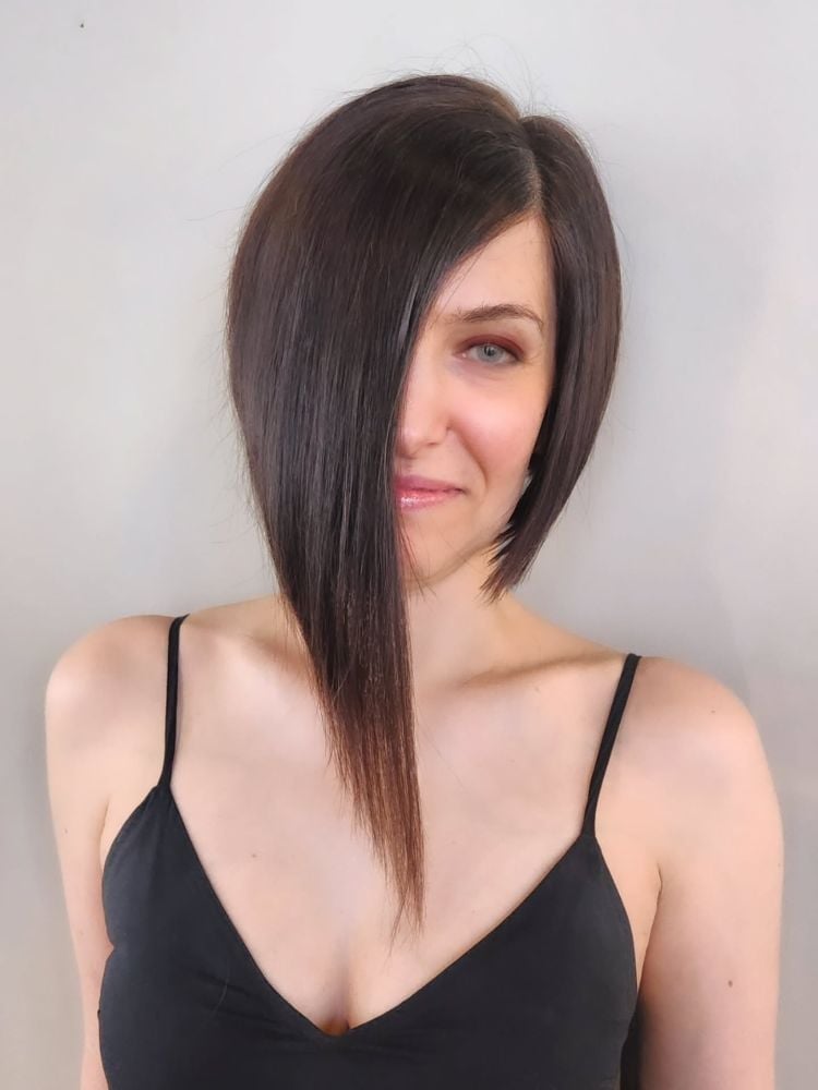 Dramatic Chin Length Asymmetrical Bob Dramatic Chin Length Asymmetrical Bob