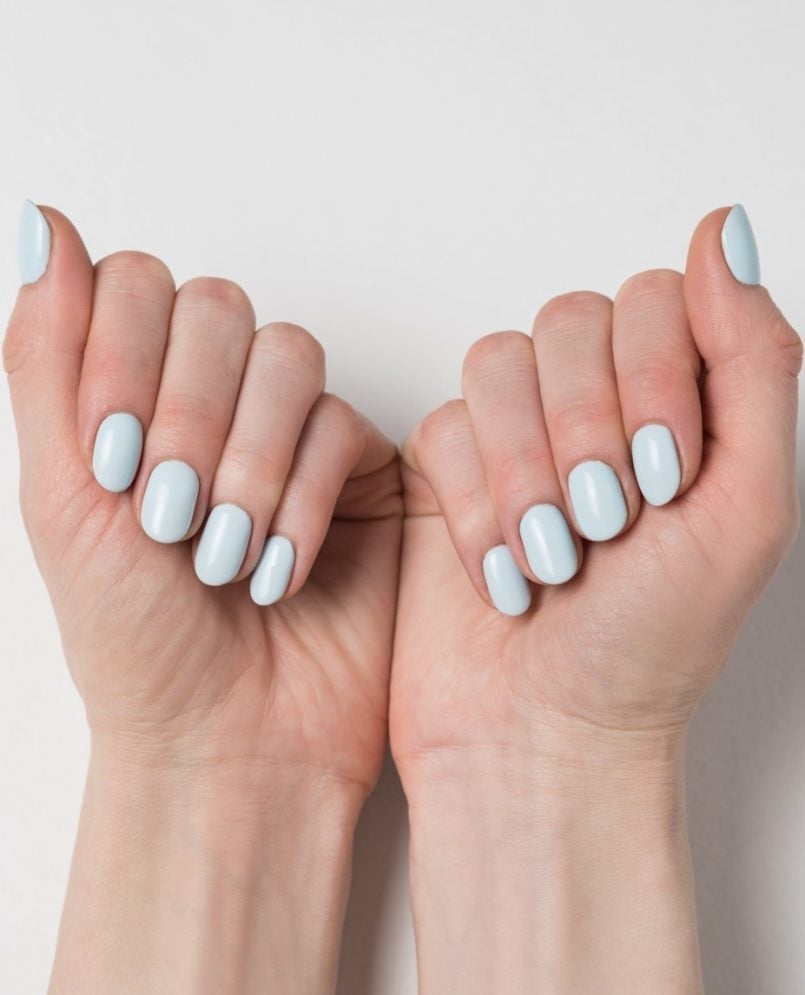 Medium Oval Light Blue High Gloss Medium Oval Light Blue High Gloss — Baby Blue Nails